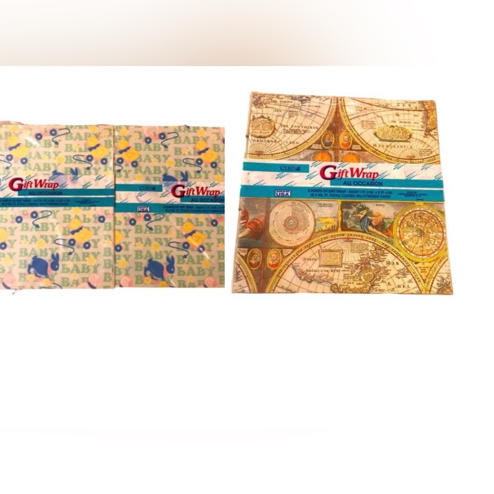 3 Piece Set of Vintage Wrapping Paper Rare - NEW & Never Opened